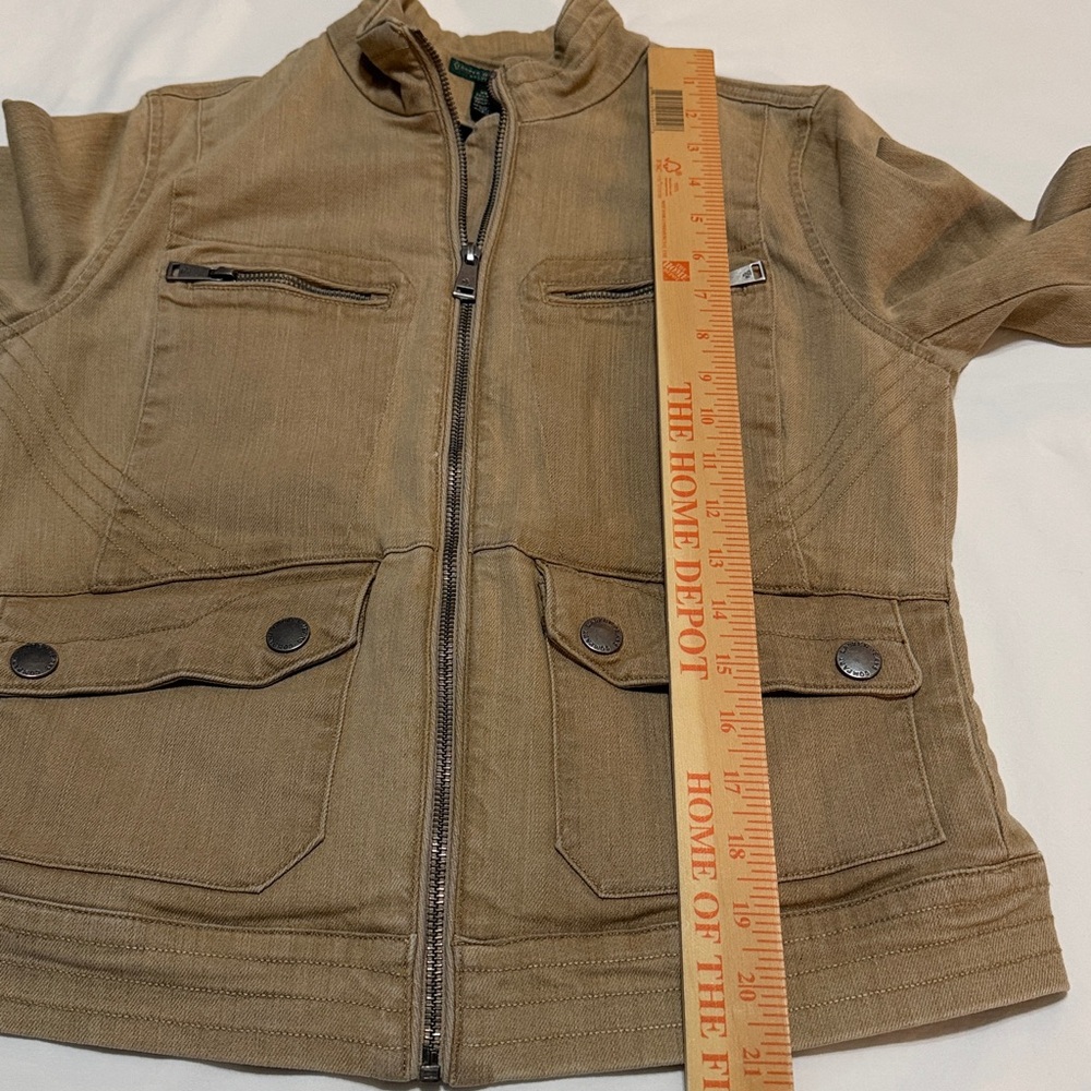 Ralph Lauren Jeans Company Denim Tan Moto Jacket, Full Zip size 6 - Picture 10 of 15